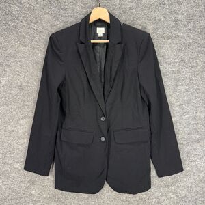 A New Day Blazer Women S Small Black Button Up Collared Long Sleeve Lined